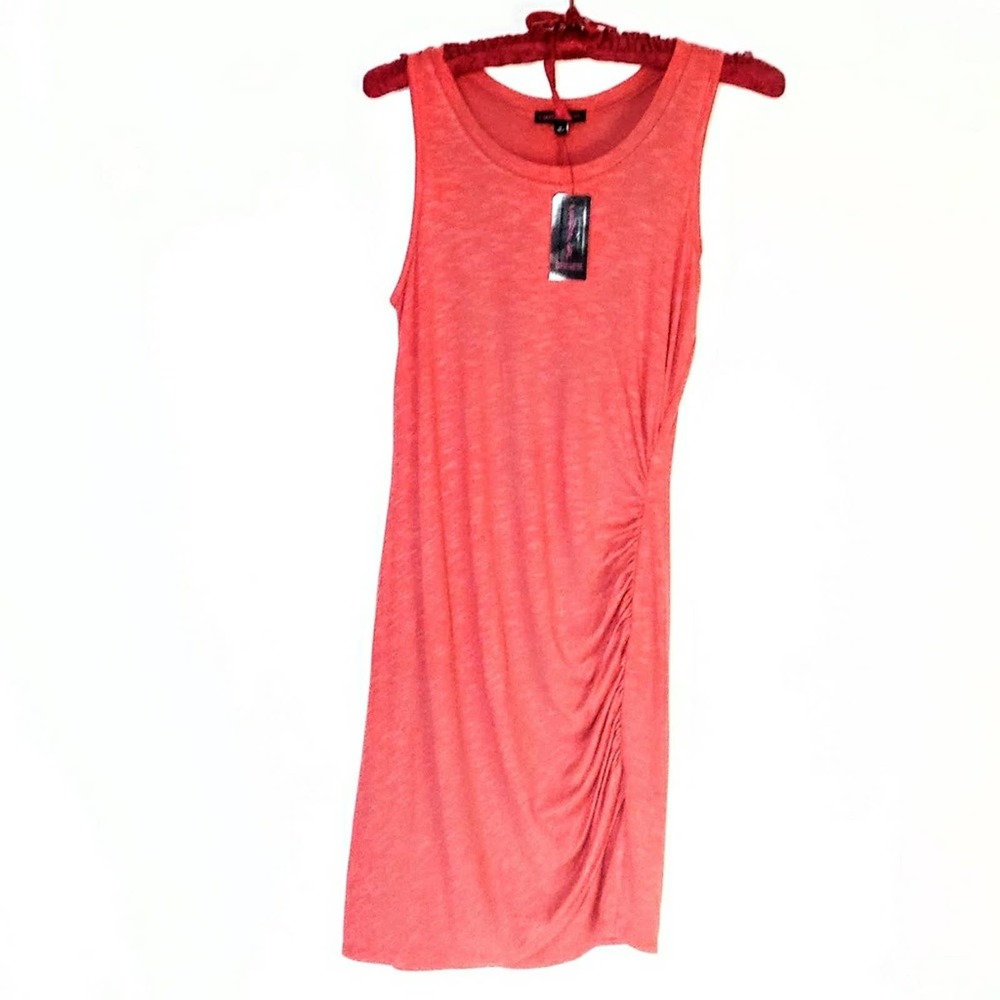 Coral T-shirt Dress W/Side Ruching Juniors M